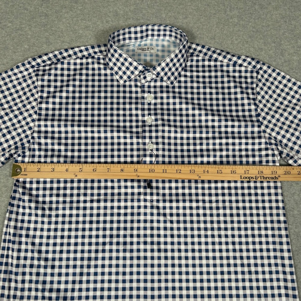 Collars & Co Dress Collar Polo Shirt Mens M Tall Gingham Check Business NEW NWOT - Picture 7 of 7